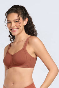 Amante Non Padded Non Wired Cotton Super Support Bra - Burnet Brick — thumbnail 2